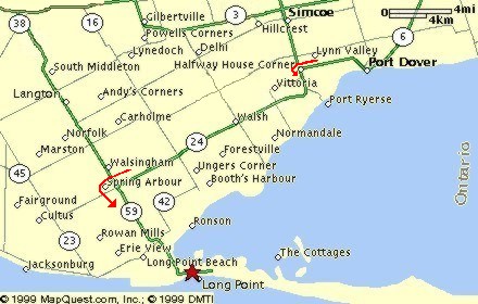 You take HWY 6 south out of Hamilton, through Caledonia, Hagersville and Jarvis, and on through to Port Dover.